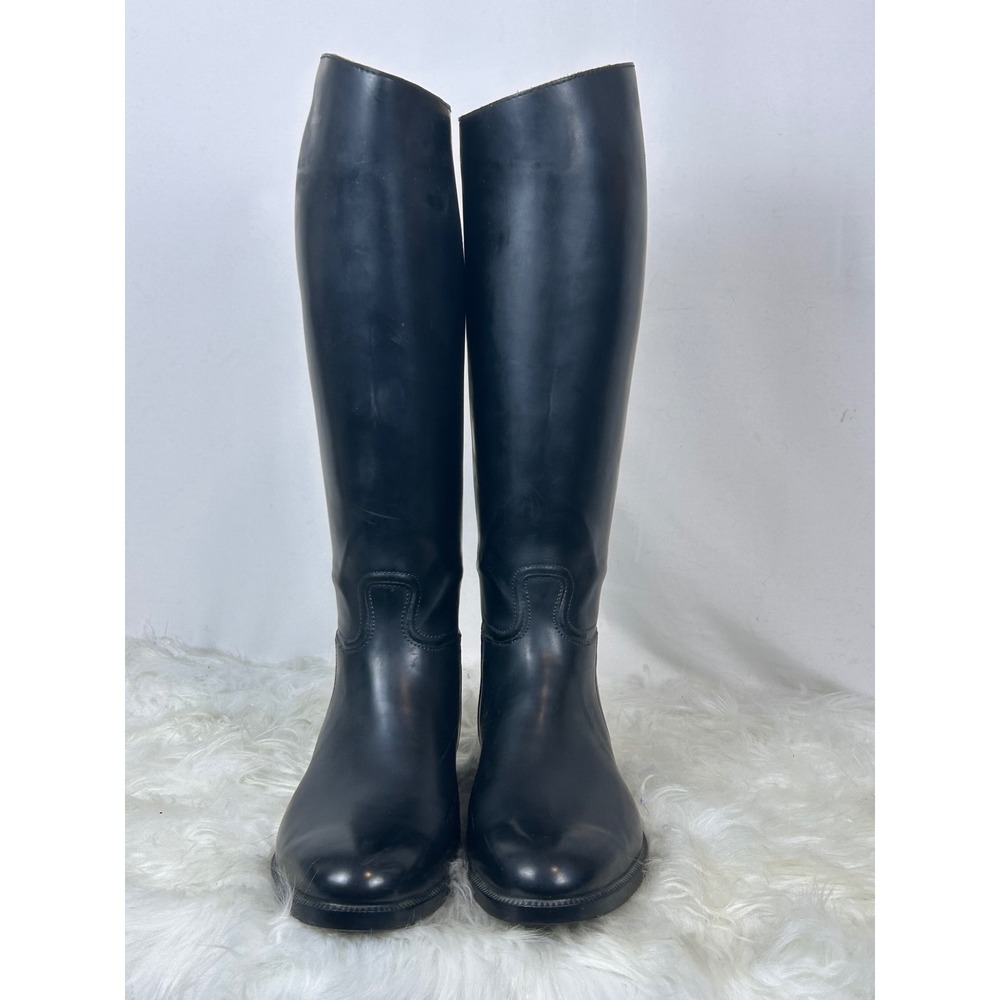 Aigle Coupe Saumur Black Rubber Equestrian Riding Boots Made in France Size 40M